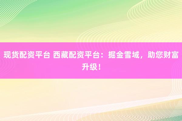 现货配资平台 西藏配资平台：掘金雪域，助您财富升级！