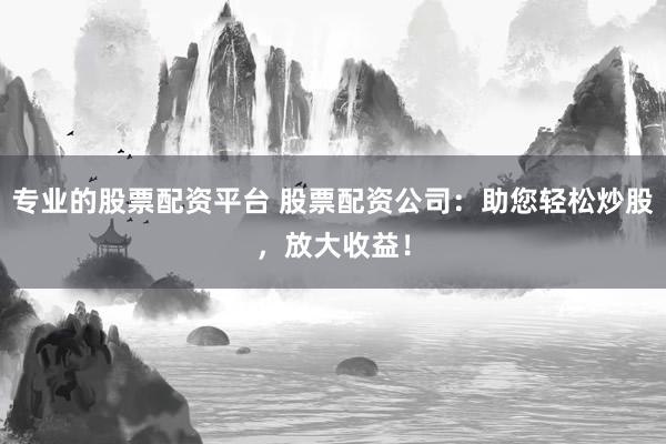 专业的股票配资平台 股票配资公司：助您轻松炒股，放大收益！