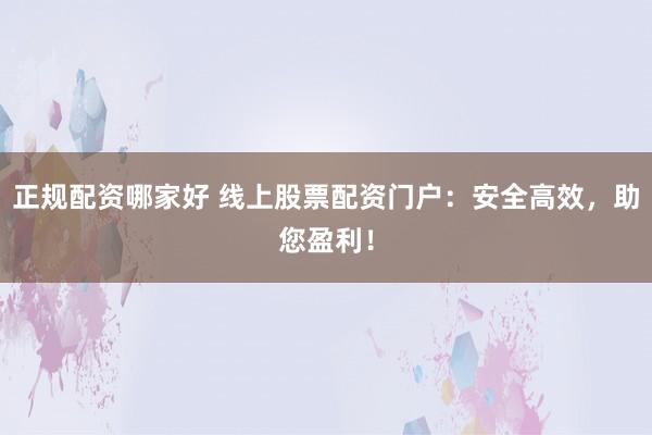 正规配资哪家好 线上股票配资门户：安全高效，助您盈利！