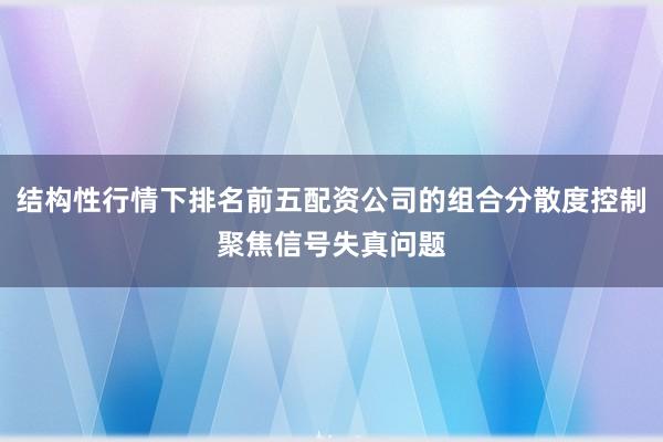 结构性行情下排名前五配资公司的组合分散度控制聚焦信号失真问题